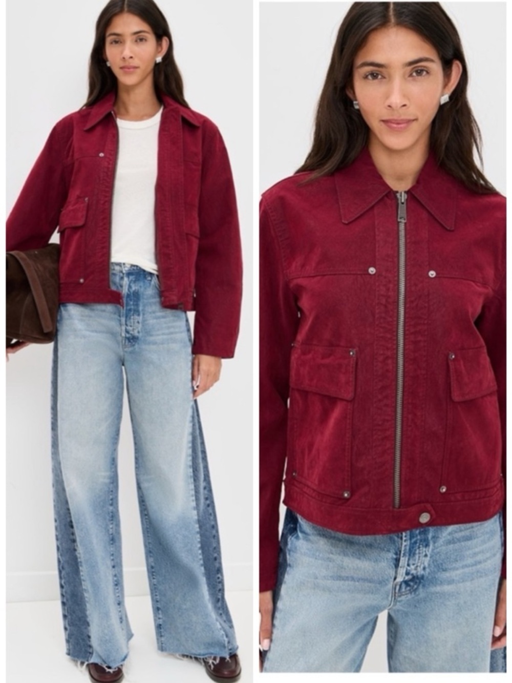 Free People Blair Faux Suede Jacket in Red SZ XL